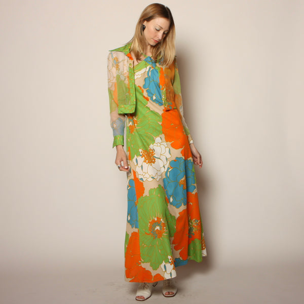 Vintage 60's Don Luis De Espana Maxi Dress + Jacket Set – Opal Pineapple Vintage 60's Don Luis De Espana Maxi Dress + Jacket Set – Opal Pineapple