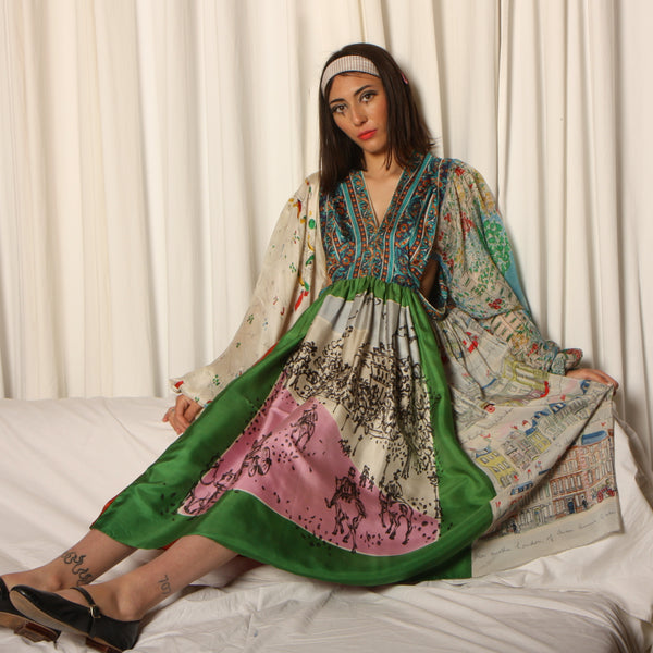 【MARINE SERRE】vintage silk scarf dressドレス
