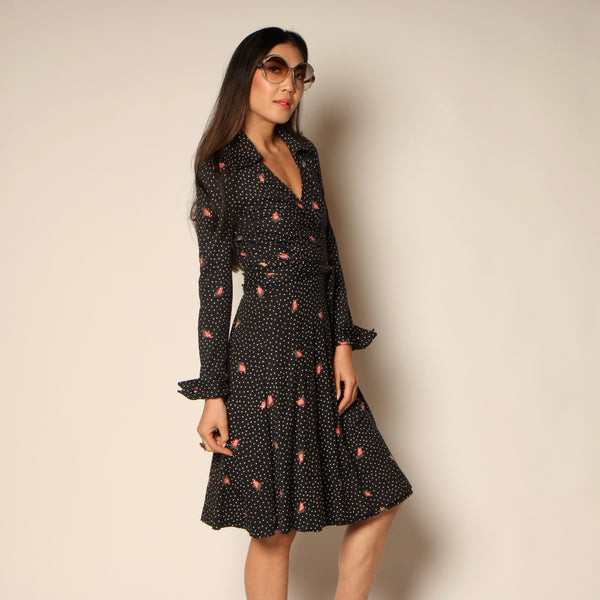 Vintage 70's Diane Von Furstenberg Italy Rosebud Wrap Dress