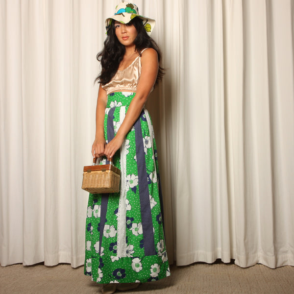 Vintage 60's Talbots Eyelet Lace Floral Cotton Maxi Skirt – Opal