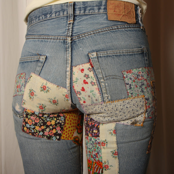 Vintage 70s Vintage Patched Jeans Montgomery Ward? 70s Jeans