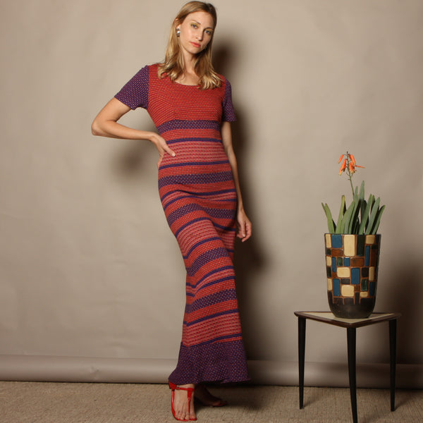 Vintage 70's Soft Graphic Knit Maxi Dress Vintage 70's Soft Graphic Knit Maxi Dress
