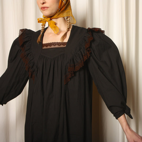 vintage 70's Joseph Magnin Gothic Victorian Prairie Dress Opal Pineapple vintage 70's Joseph Magnin Gothic Victorian Prairie Dress Opal Pineapple