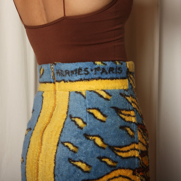 Iconic Vintage Hermès Graphic Sun Bodycon Towel Skirt