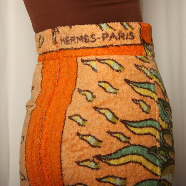 Iconic Vintage Hermès Graphic Sun Bodycon Towel Skirt