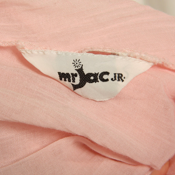 Vintage 70s Blush Voile Gauze Blouson Sleeve Smock Dress
