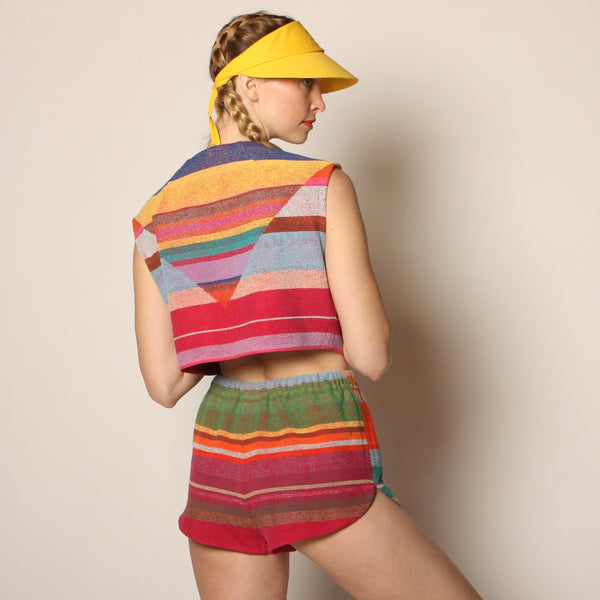 80's Rainbow Prism Stripe Two Piece Towel Ensemble