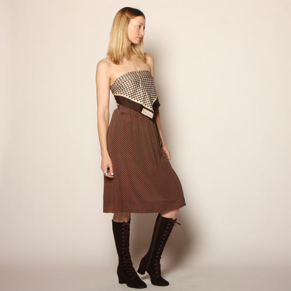 Vintage 70's Elvia for Les Mouches Silk Midi Skirt