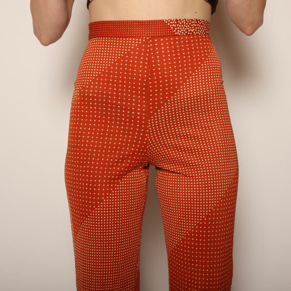 Vintage 70's Rust Arpeja Op-Art Dots High Waist Pants