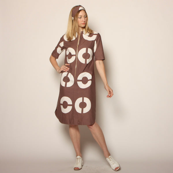 Vintage 1970 Marimekko Finland Op-Art Circle Dress