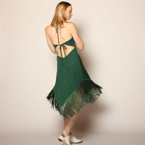 Vintage 70's Emerald Fringed Halter Dress + Top Set Opal Pineapple Vintage 70's Emerald Fringed Halter Dress + Top Set Opal Pineapple