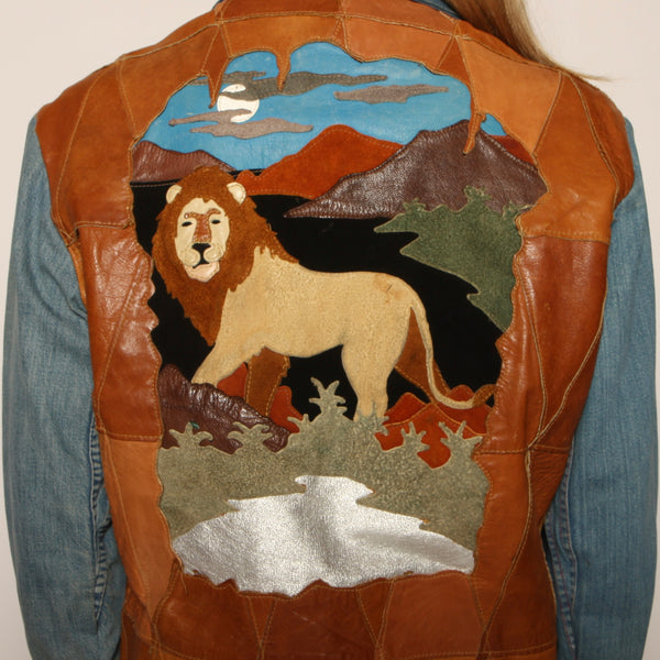 Vintage 70's Antonio Guiseppe Patchwork Leather Lion Jacket
