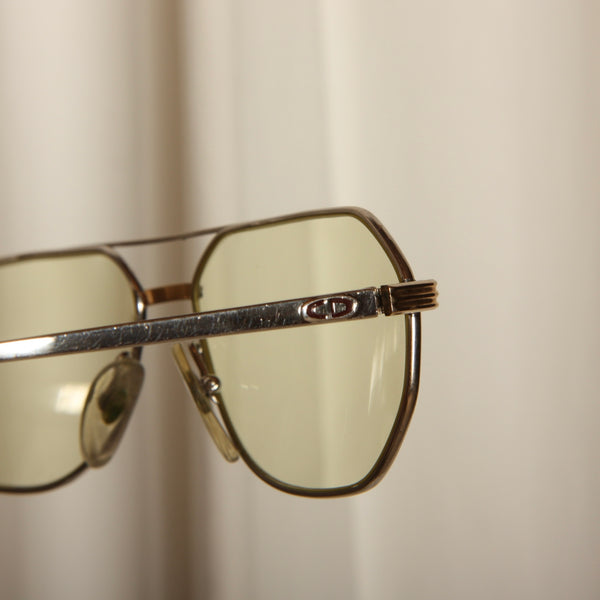 Vintage 70's Christian Dior Silver Aviator Sunglasses