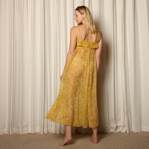 Vintage 60's Bonwit Teller Etheral Sheer Floral Maxi Dress