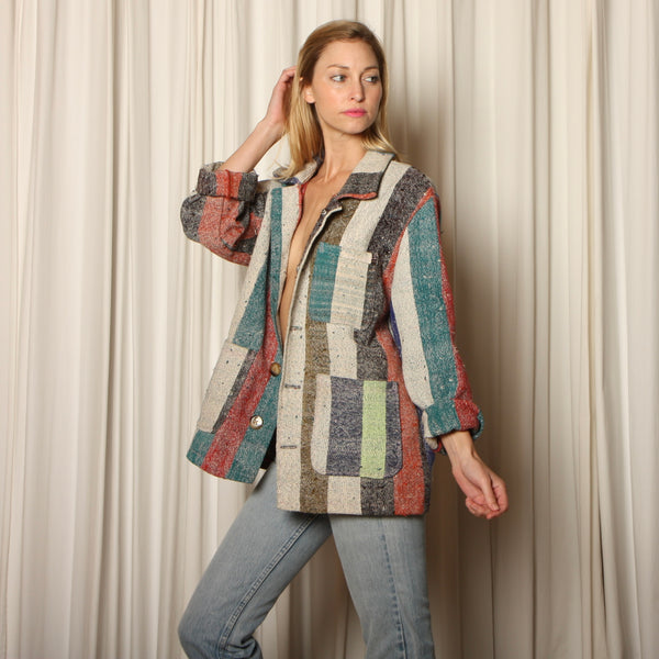 Ooak GLOR Vintage Moroccan Woven Blanket Chore Jacket