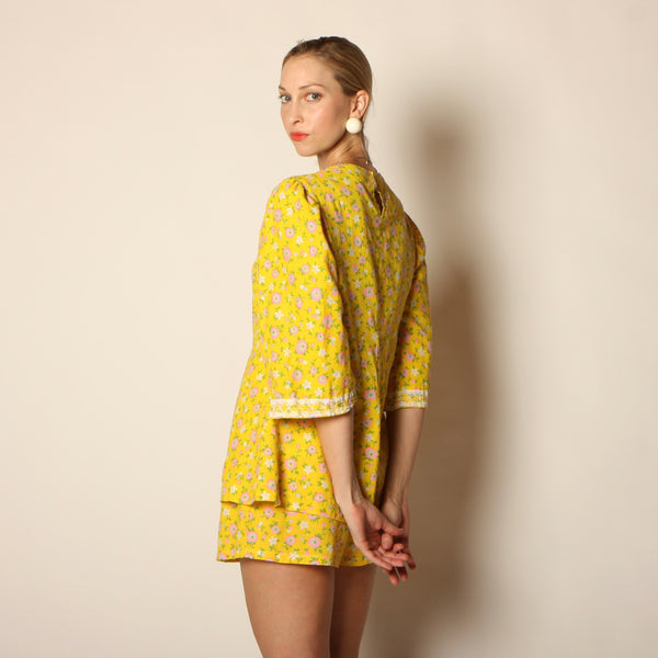 Vintage 60's Pop Art Peonies Cotton Ensemble