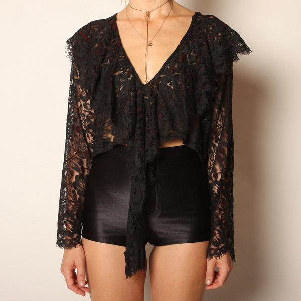 Vintage 80's Norma Kamali Gothic Lace Crop Top