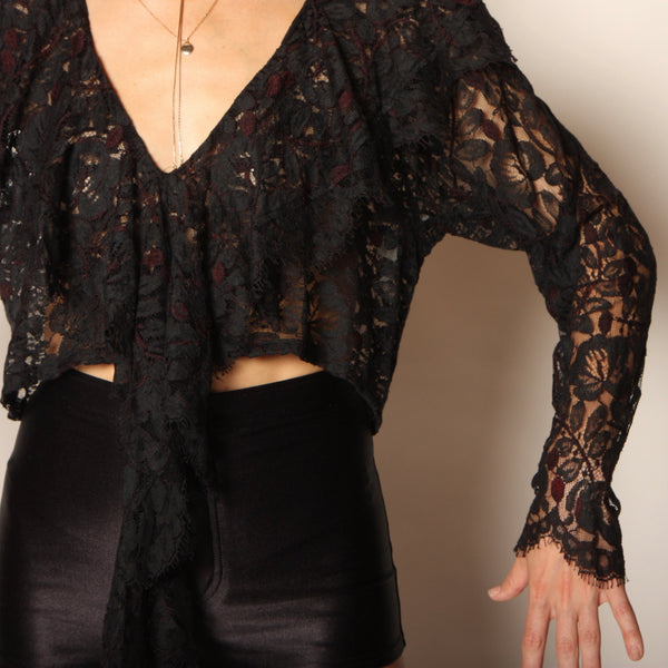 Vintage 80's Norma Kamali Gothic Lace Crop Top