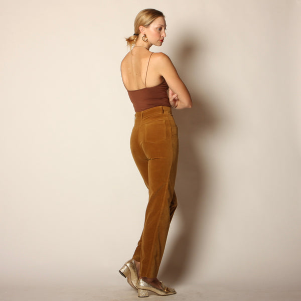 Vintage 70's Ochre Cotton Velvet Cigarette Pants 27