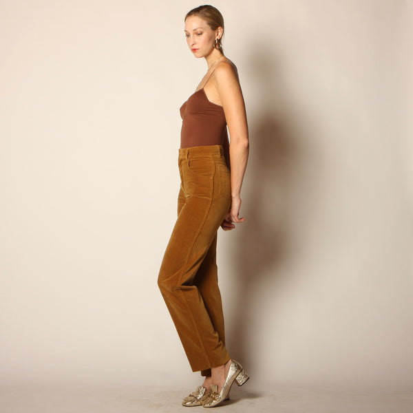 Vintage 70's Ochre Cotton Velvet Cigarette Pants 27