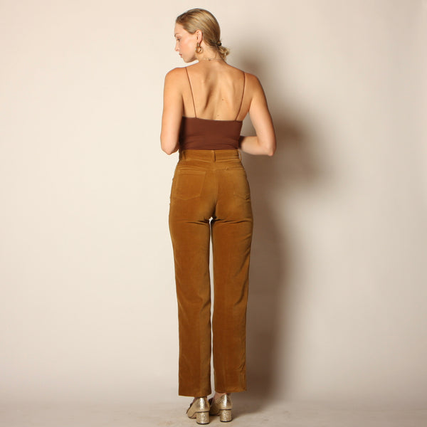 Vintage 70's Ochre Cotton Velvet Cigarette Pants 27