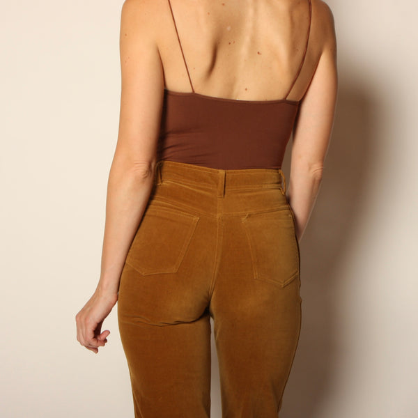 Vintage 70's Ochre Cotton Velvet Cigarette Pants 27