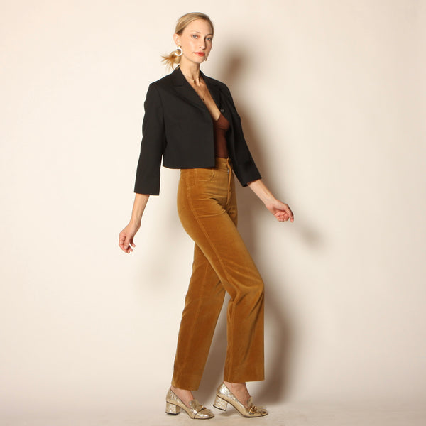 Vintage 70's Ochre Cotton Velvet Cigarette Pants 27