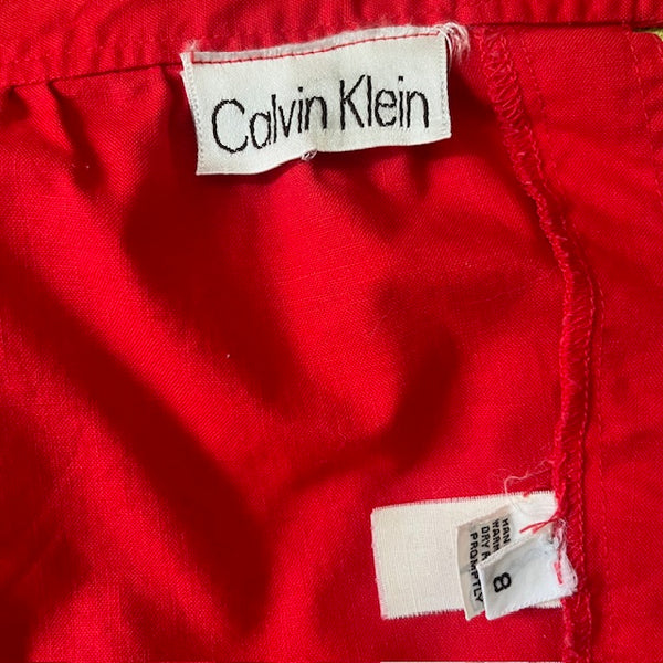 Vintage 70's Calvin Klein Minimalist Cotton Apron Wrap Dress
