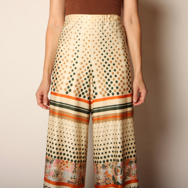 Vintage 70's Op-Art Dot + Stripe Palazzo Pants