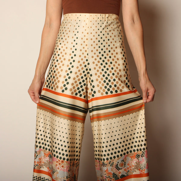 Vintage 70's Op-Art Dot + Stripe Palazzo Pants