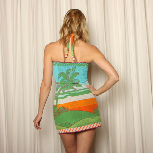 70's Seven Seas Island Landscape Towel Mini Skirt Set