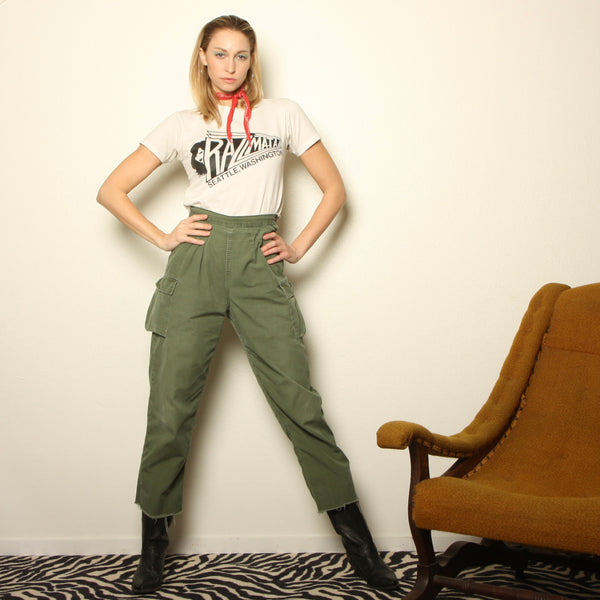 Vintage 60's Side Button Cotton Army Field Pants W25-27