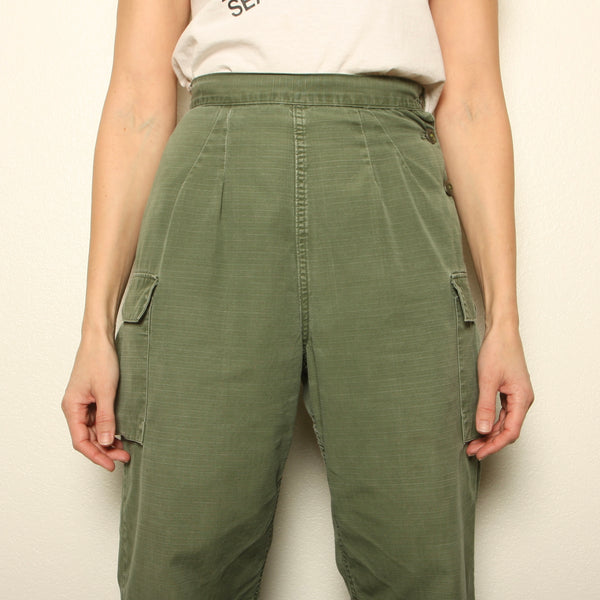 Vintage 60's Side Button Cotton Army Field Pants W25-27