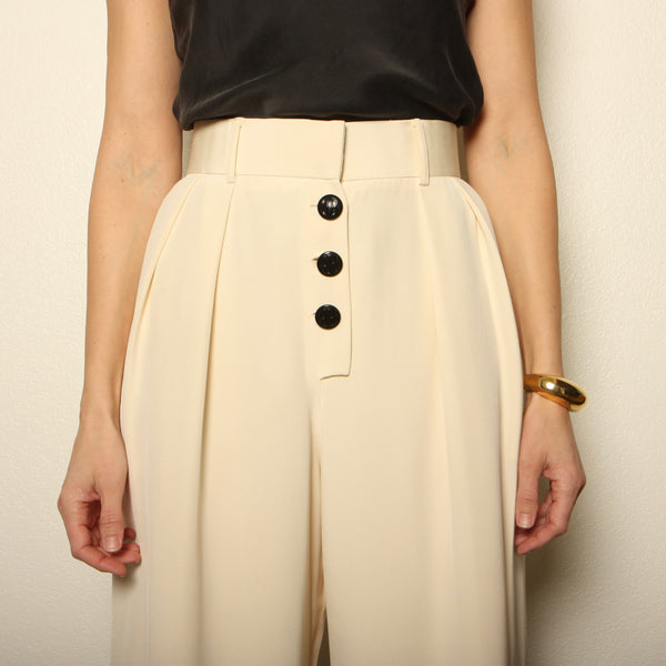 Vintage 90's Bill Blass Minimalist Cream Silk Pants W31