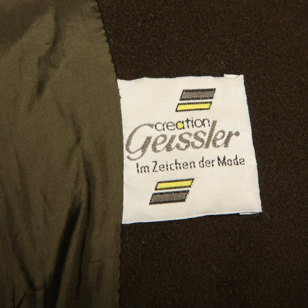 Vintage 80s Geissler Crocodile Green Cashmere + Velvet Duster Coat