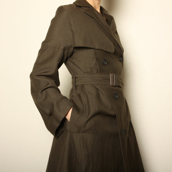 Ken Okada Paris Avant-Garde Asymmetric Wool/Linen Trench Coat