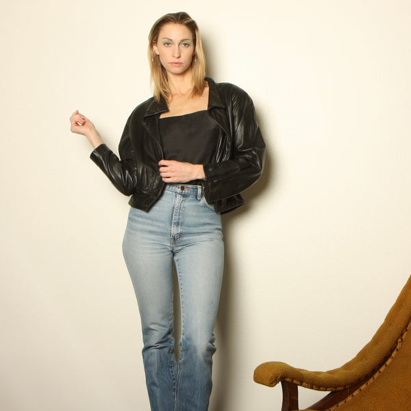Vintage 90s Michael Hoban North Beach Leather Crop Jacket