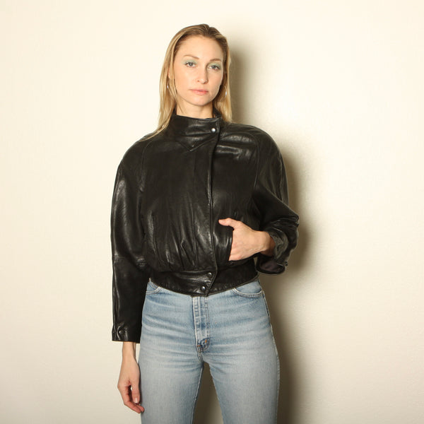 Vintage 90s Michael Hoban North Beach Leather Crop Jacket