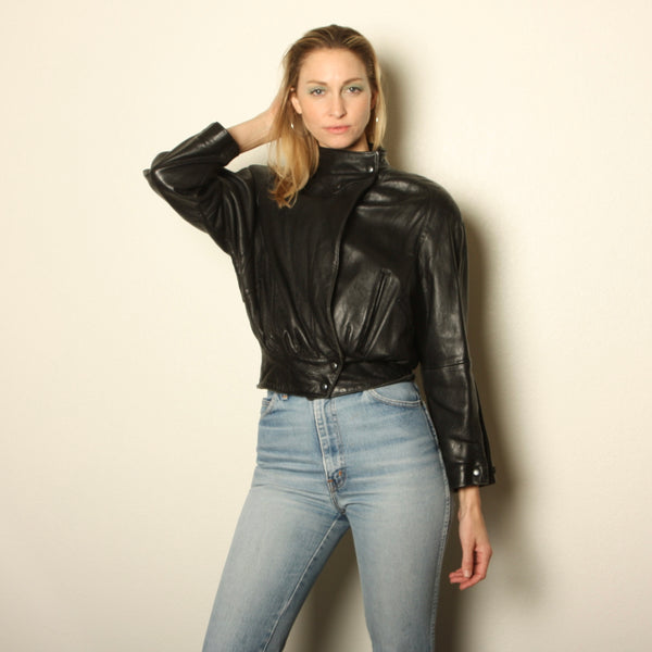 Vintage 90s Michael Hoban North Beach Leather Crop Jacket