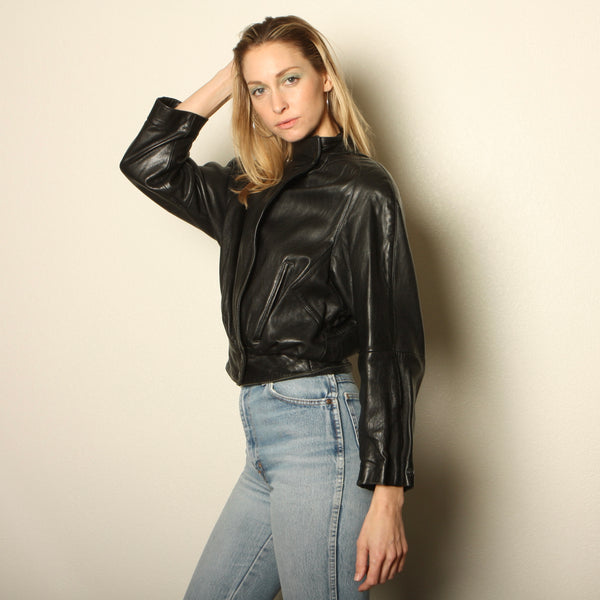 Vintage 90s Michael Hoban North Beach Leather Crop Jacket