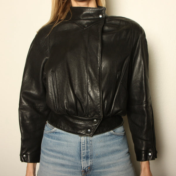 Vintage 90s Michael Hoban North Beach Leather Crop Jacket