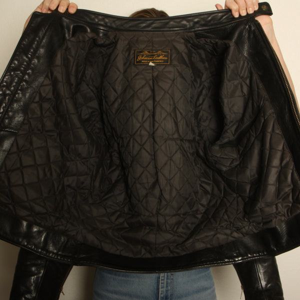 Vintage 80's Johnson Leathers Cafe Racer Jacket 38