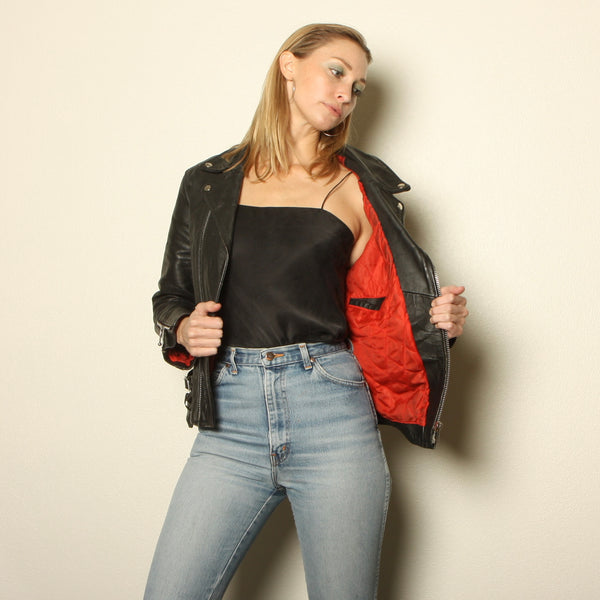 Vintage 90s Classic Distressed Leather Motorcycle Jacket