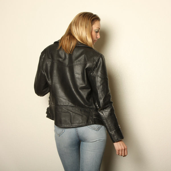 Vintage 90s Classic Distressed Leather Motorcycle Jacket