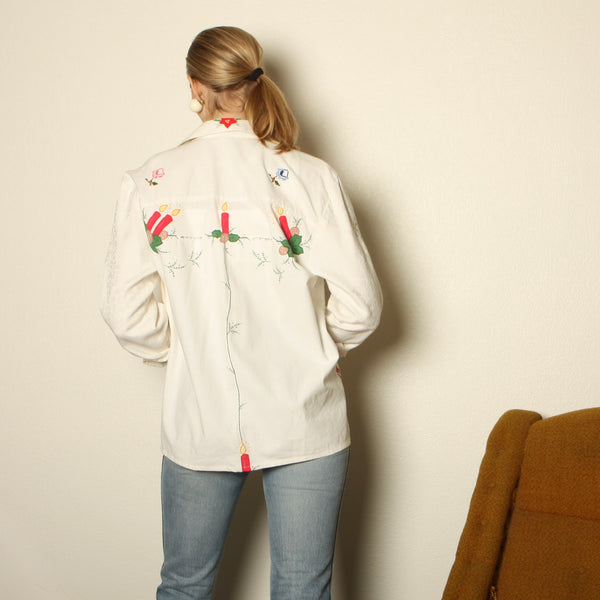 OOAK Vintage Embroidered Patchwork Button-Up Shirt