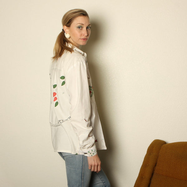 OOAK Vintage Embroidered Patchwork Button-Up Shirt