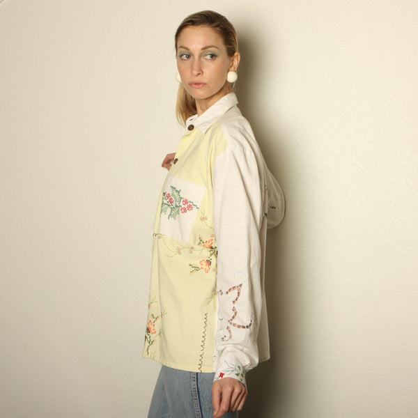 OOAK Vintage Embroidered Patchwork Button-Up Shirt
