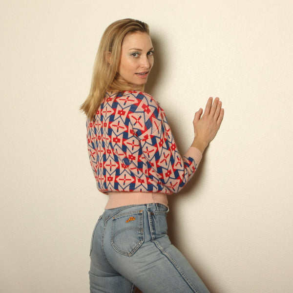 Vintage 80's Esprit Soft Geometric Knit Turtleneck Sweater