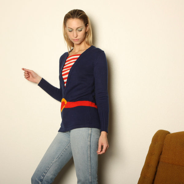 Vintage 60's Mod Trompe L'oeil Knit Sailor Sweater
