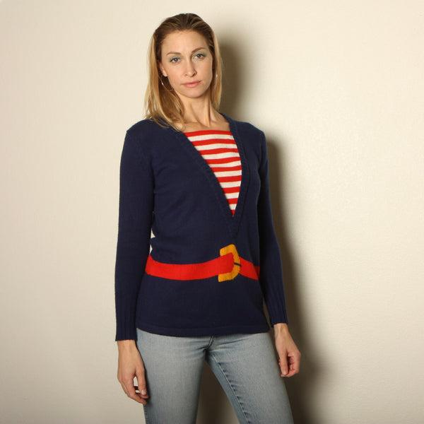 Vintage 60's Mod Trompe L'oeil Knit Sailor Sweater